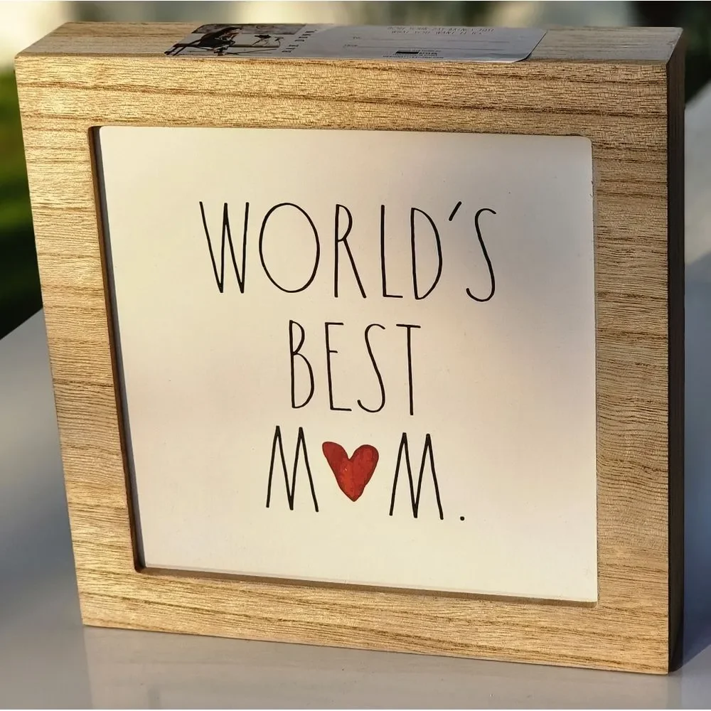 Rae Dunn Worlds Best Mom Framed Letters Tiles Wall‎ Art  Shadow Square Box